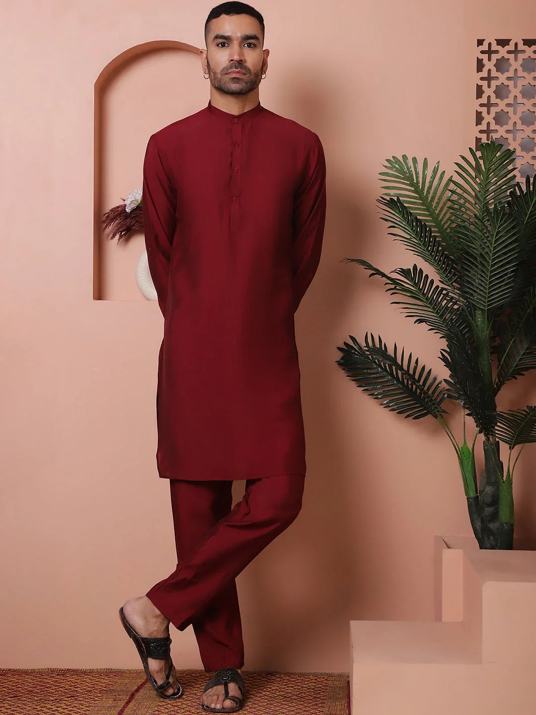 Maroon Cotton Solid Indian Wear JOKP_592Maroon | DesiQlo