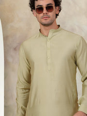 Solid Silk Blend Kurta with Churidar-JOKP-592Pista
