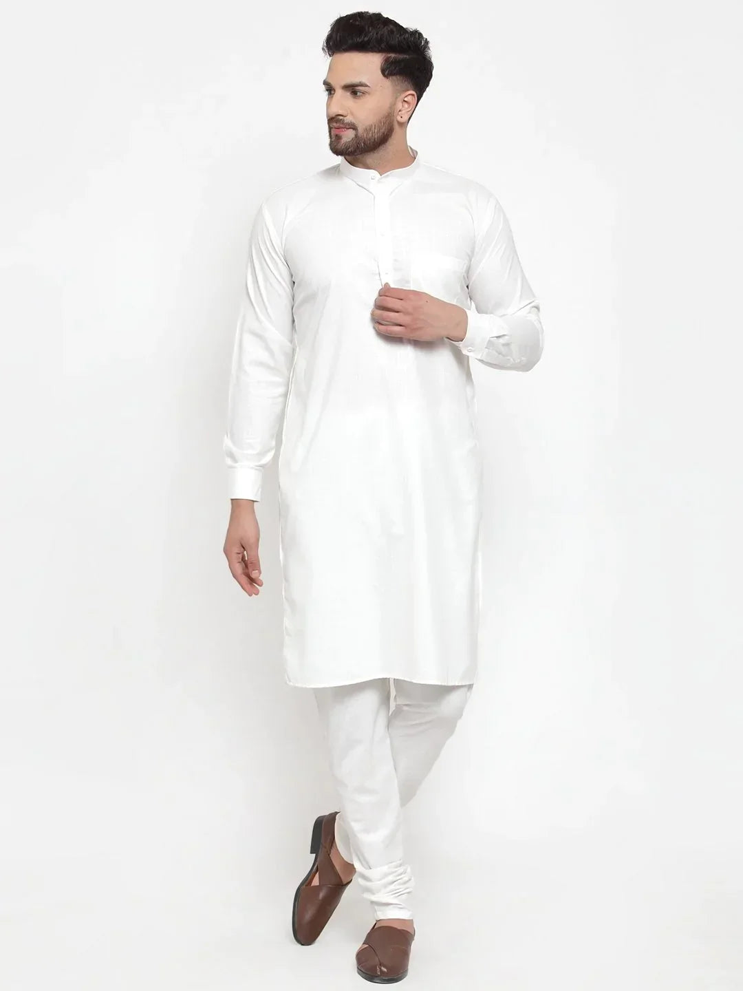 White Cotton Solid Indian Wear JOKP_592White | DesiQlo