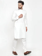 Men White Solid Kurta with Churidar ( JOKP 592 White )-JOKP-592