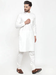 Men White Solid Kurta with Churidar ( JOKP 592 White )-JOKP-592
