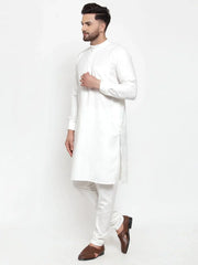 Men White Solid Kurta with Churidar ( JOKP 592 White )-JOKP-592