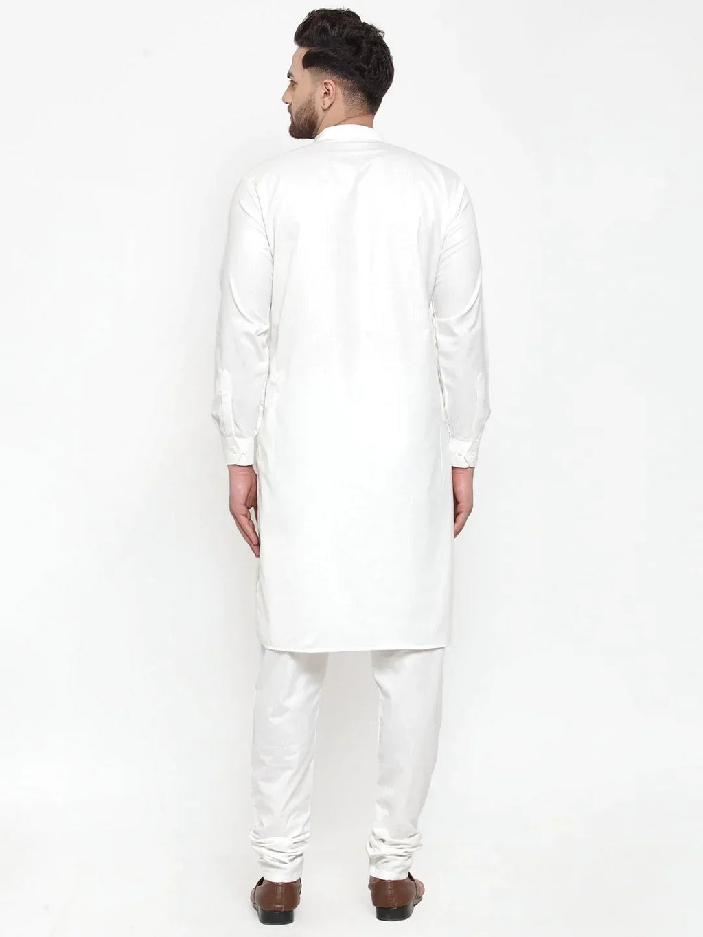 Men White Solid Kurta with Churidar ( JOKP 592 White )-JOKP-592