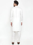 Men White Solid Kurta with Churidar ( JOKP 592 White )-JOKP-592