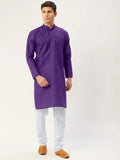 Men's Purple Cotton Solid Kurta Pyjama