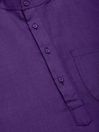 Men's Purple Cotton Solid Kurta Pyjama