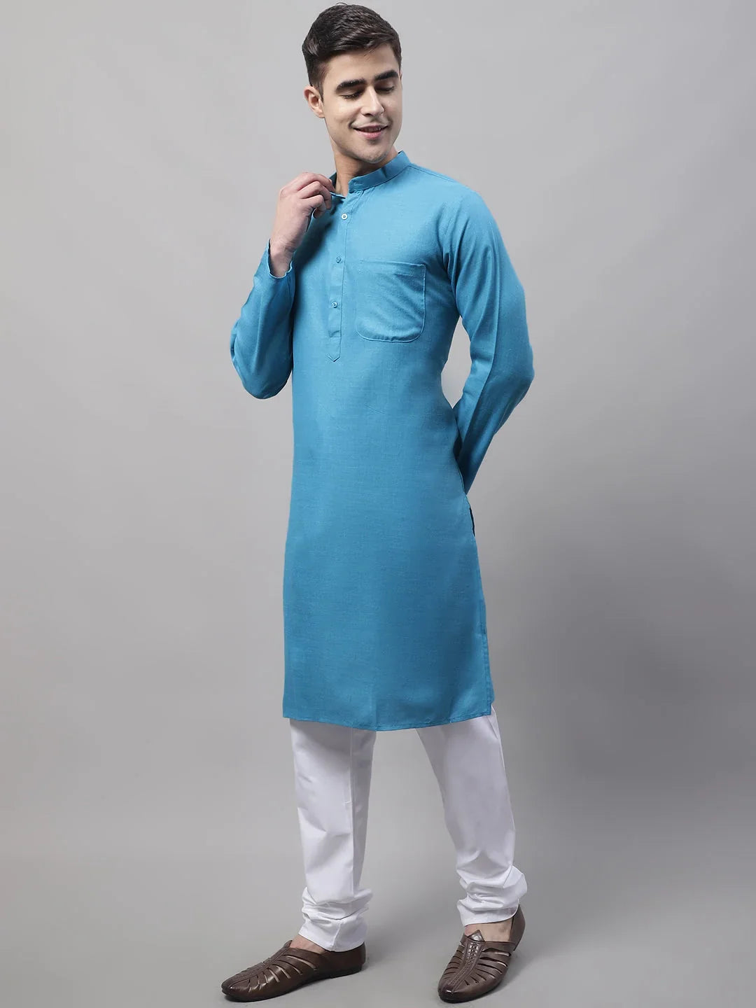 Green Cotton Solid Indian Wear JOKP_611Teal | DesiQlo