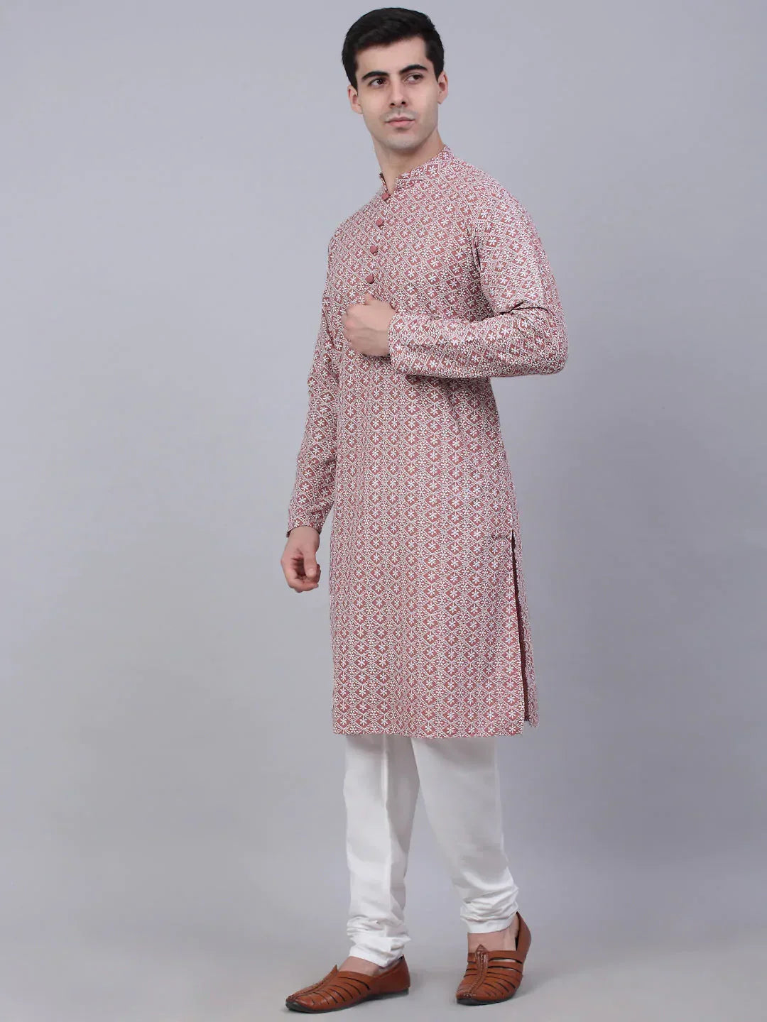 Coral Cotton Embroidered Indian Wear for Men | DesiQlo India