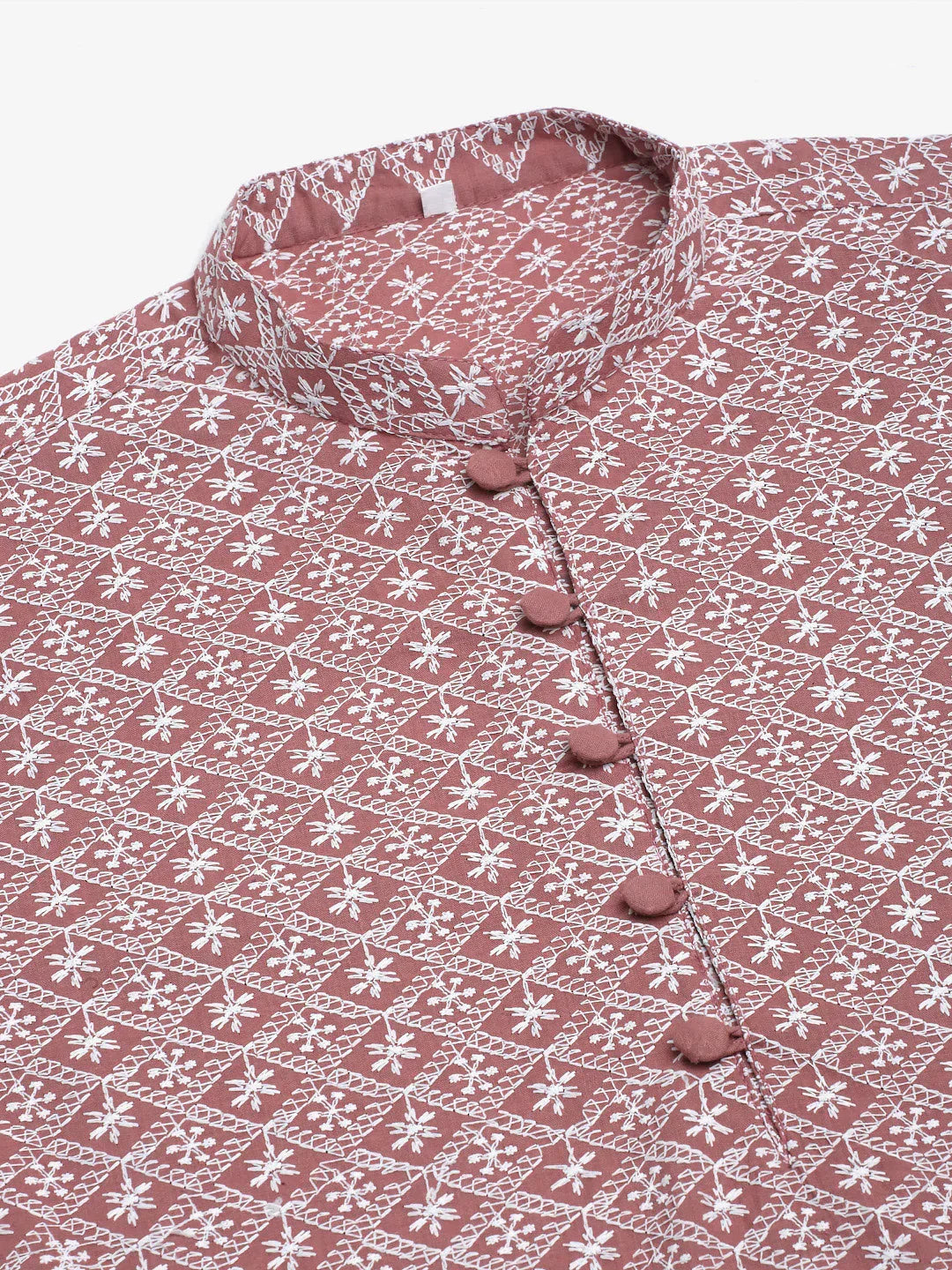 Chikankari Embroidered Kurta with Churidar-JOKP-626Coral