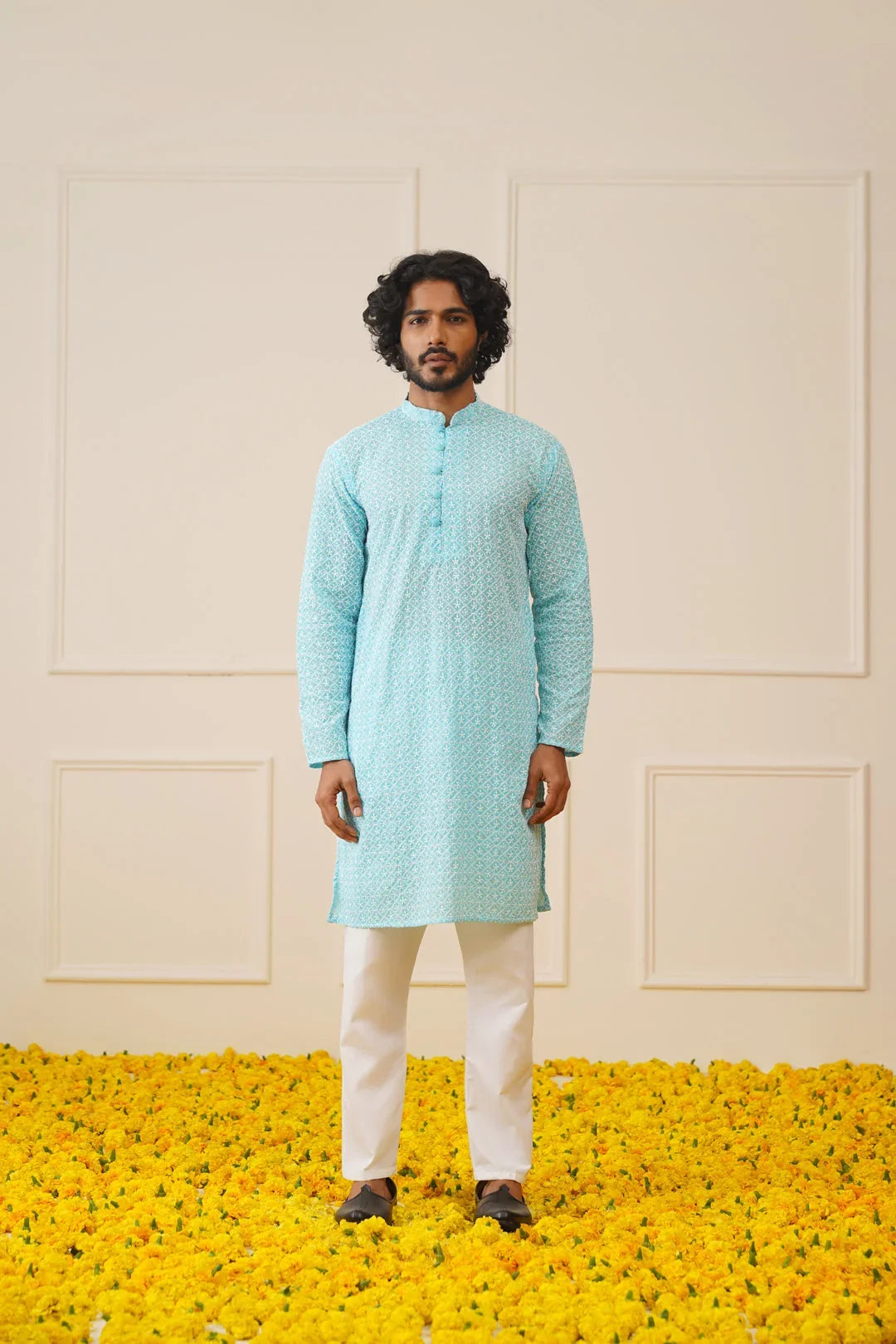 Blue Cotton Solid Indian Wear KO_626Sky | DesiQlo