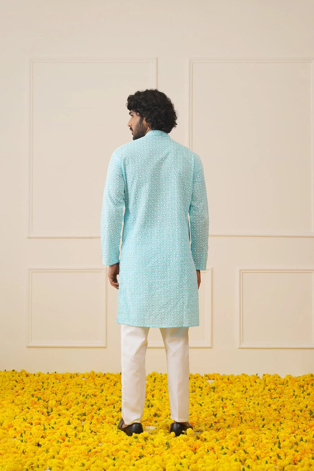 Men's Sky Embroidered Kurta Only