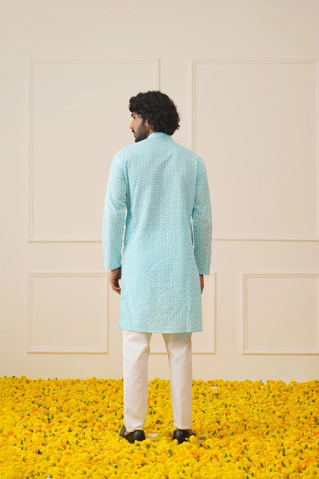 Men's Sky Embroidered Kurta Only