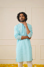 Men's Sky Embroidered Kurta Only
