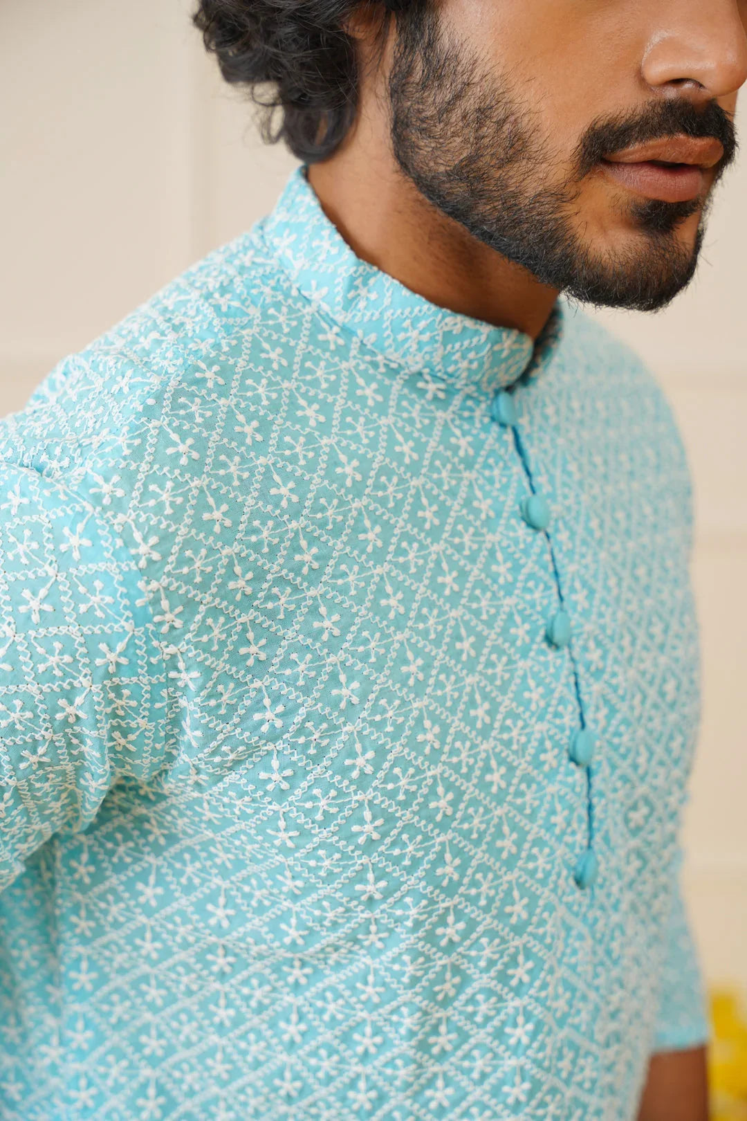 Blue Cotton Solid Indian Wear KO_626Sky | DesiQlo