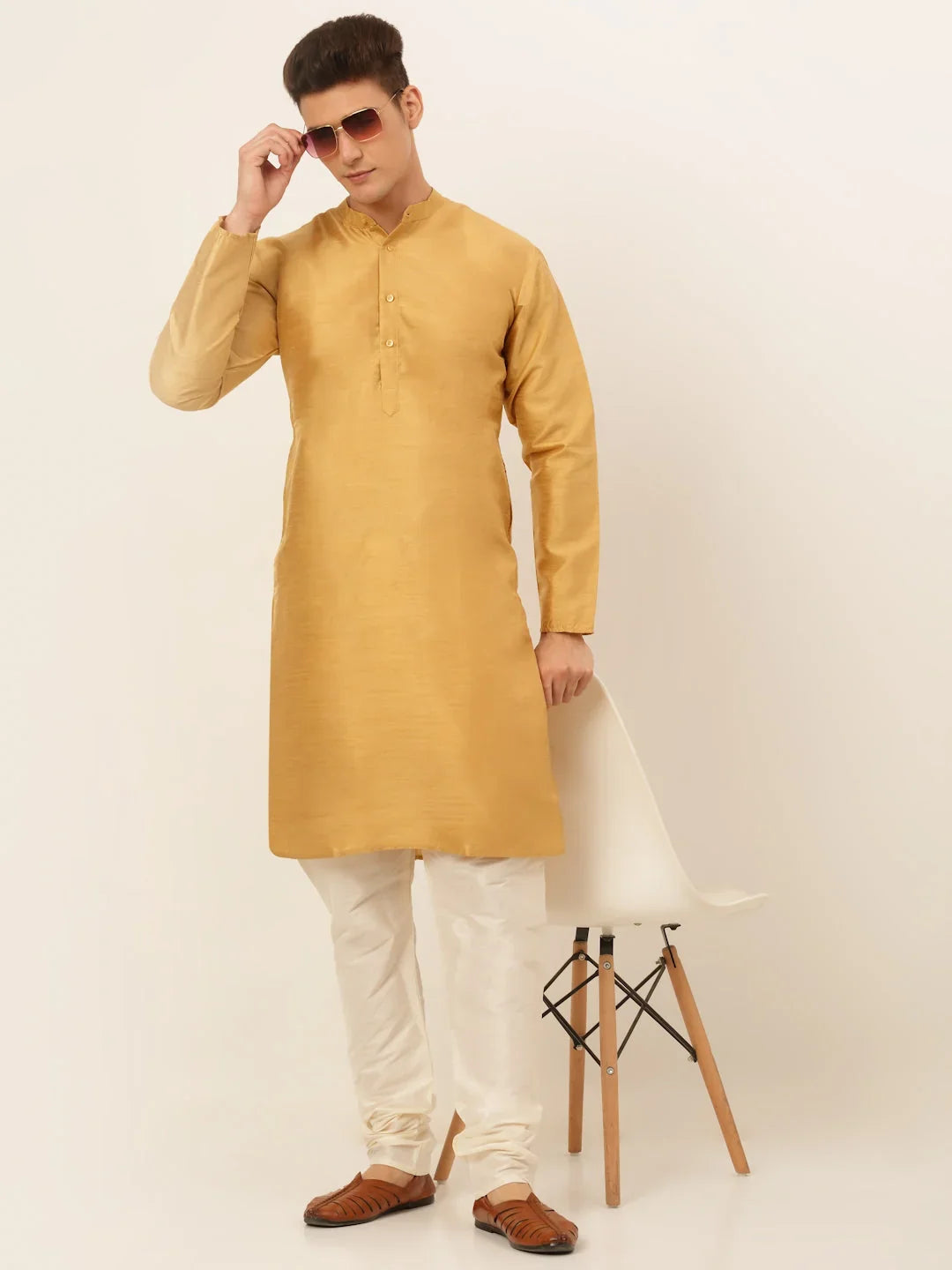 Brown Cotton Solid Indian Wear JOKP_636Dark-Golden | DesiQlo