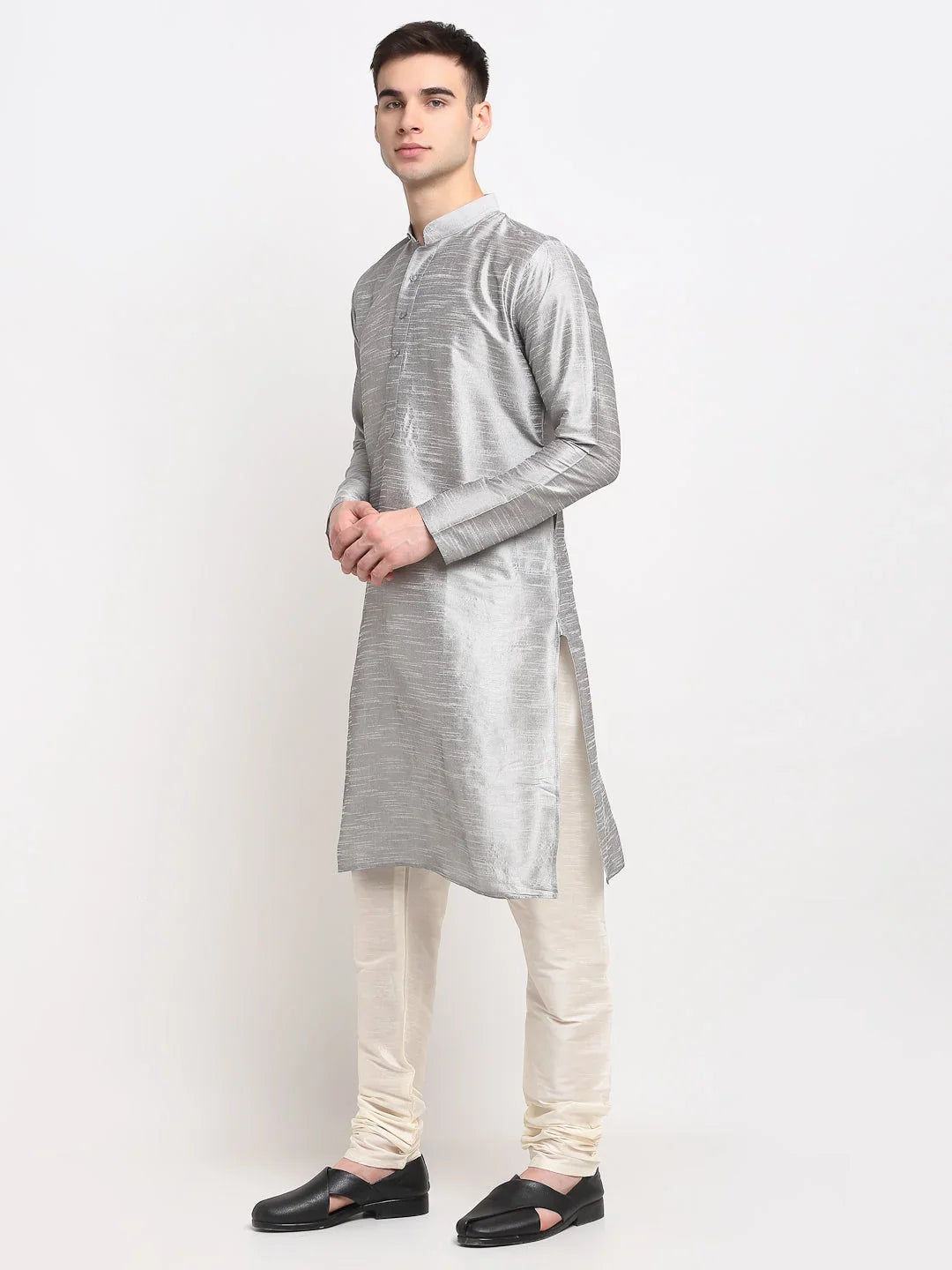 Grey Cotton Solid Indian Wear JOKP_636Silver | DesiQlo