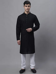 Men's Black Embroiderd Kurta Pajama