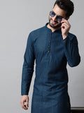 Men's Embroiderd Kurta Pajama ( JOKP 640Teal )-JOKP-640