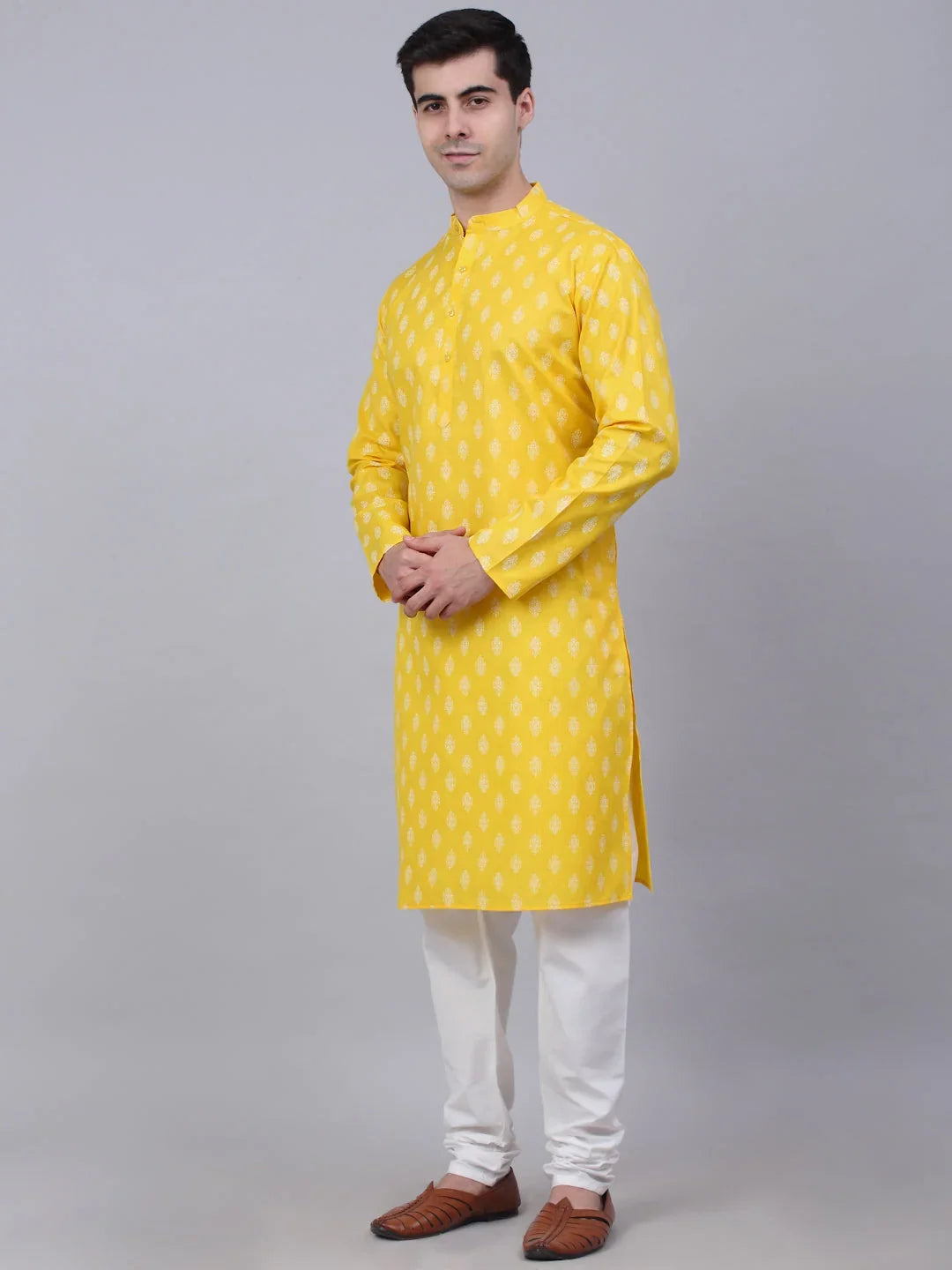 Yellow Cotton Solid Indian Wear JOKP_650Lemon | DesiQlo