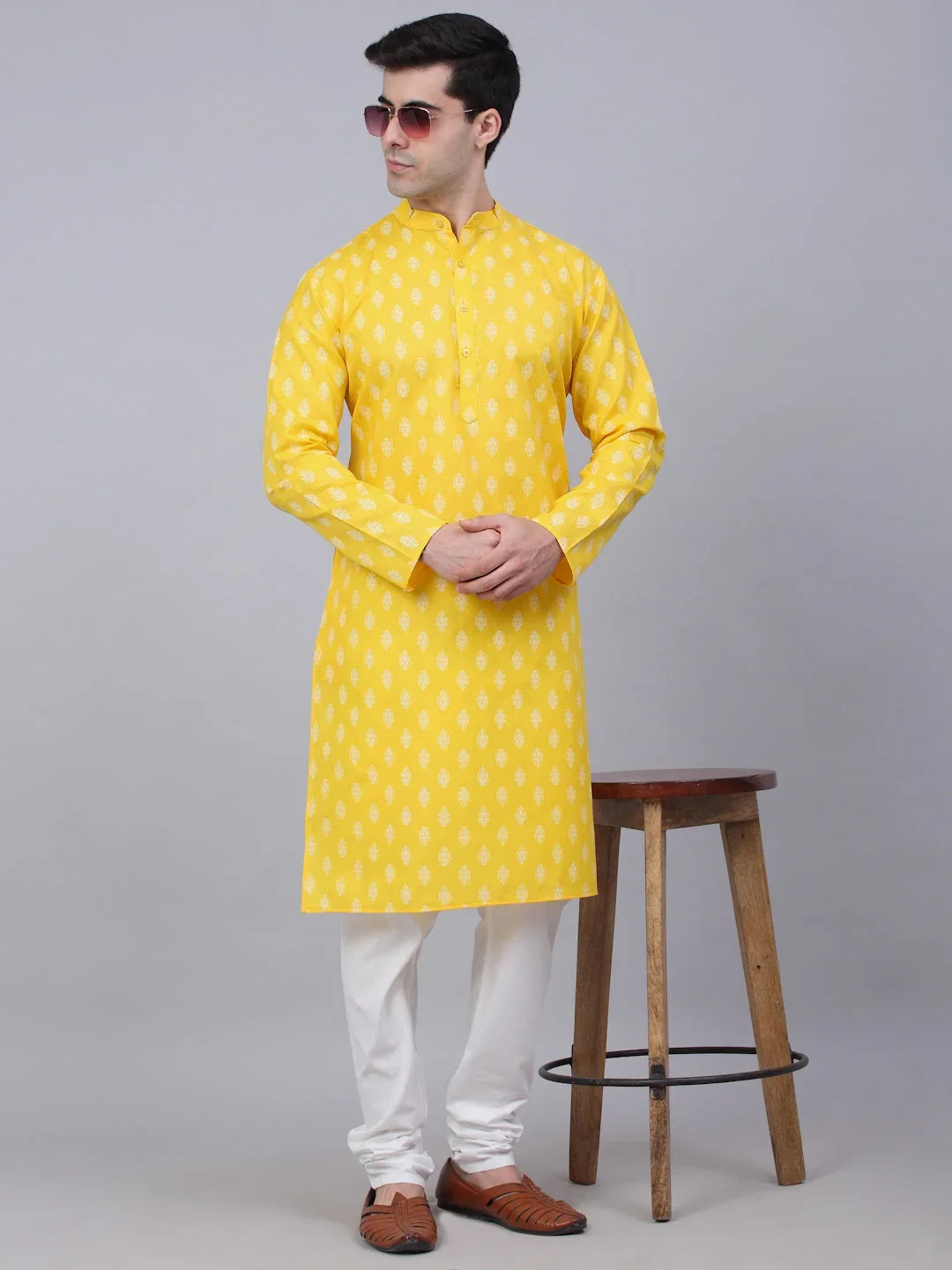 Yellow Cotton Solid Indian Wear JOKP_650Lemon | DesiQlo