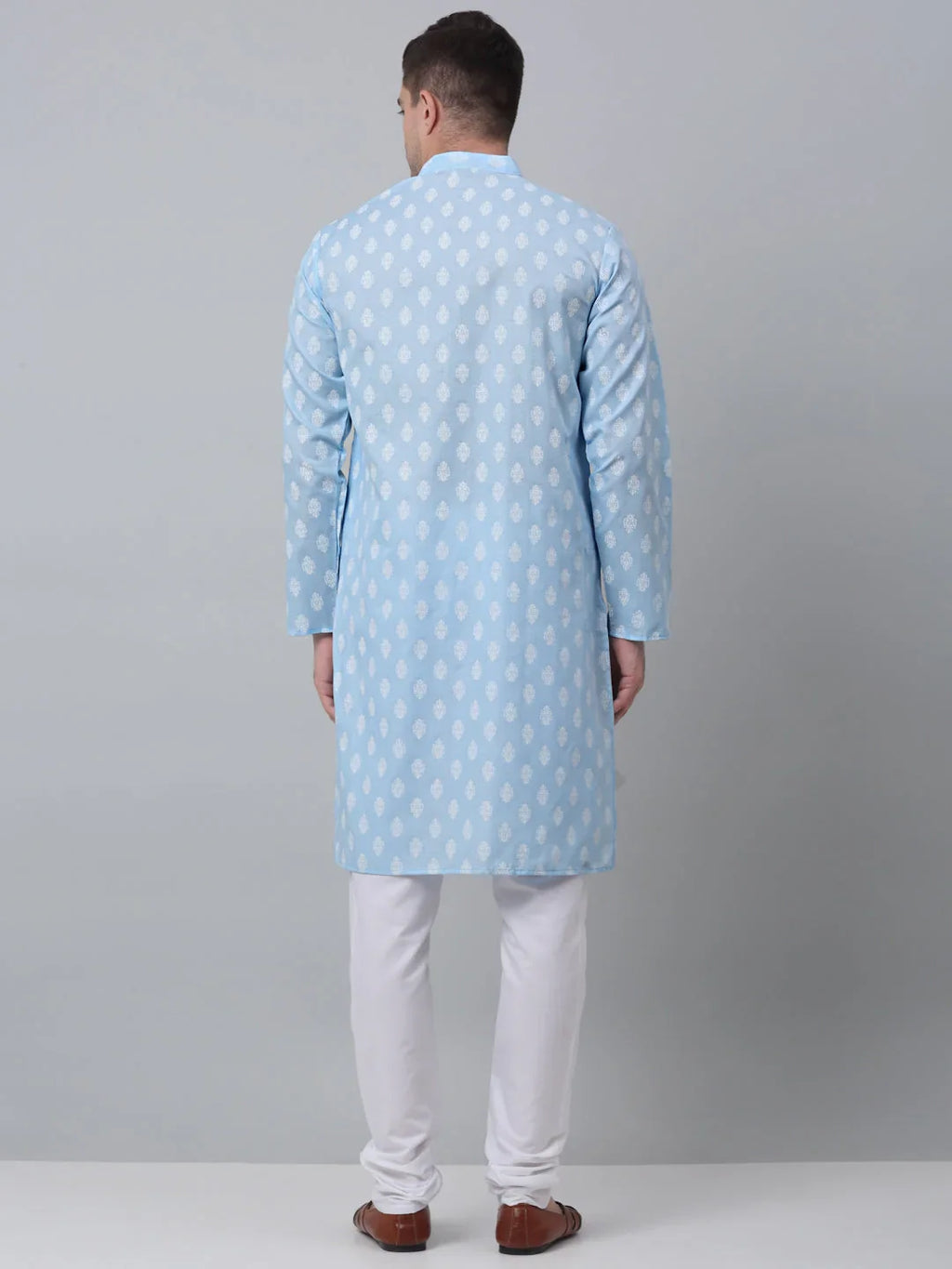 Men's Sky Cotton Floral printed kurta Pyjama Set