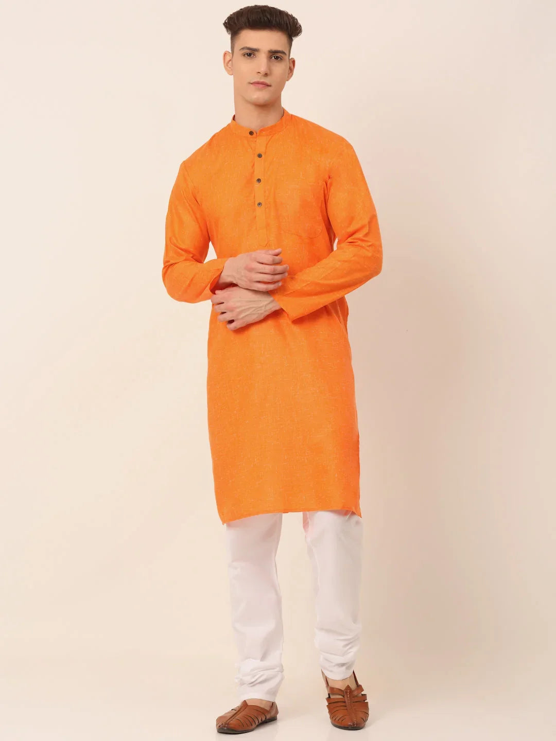 Orange Cotton Solid Indian Wear JOKP_657Orange | DesiQlo