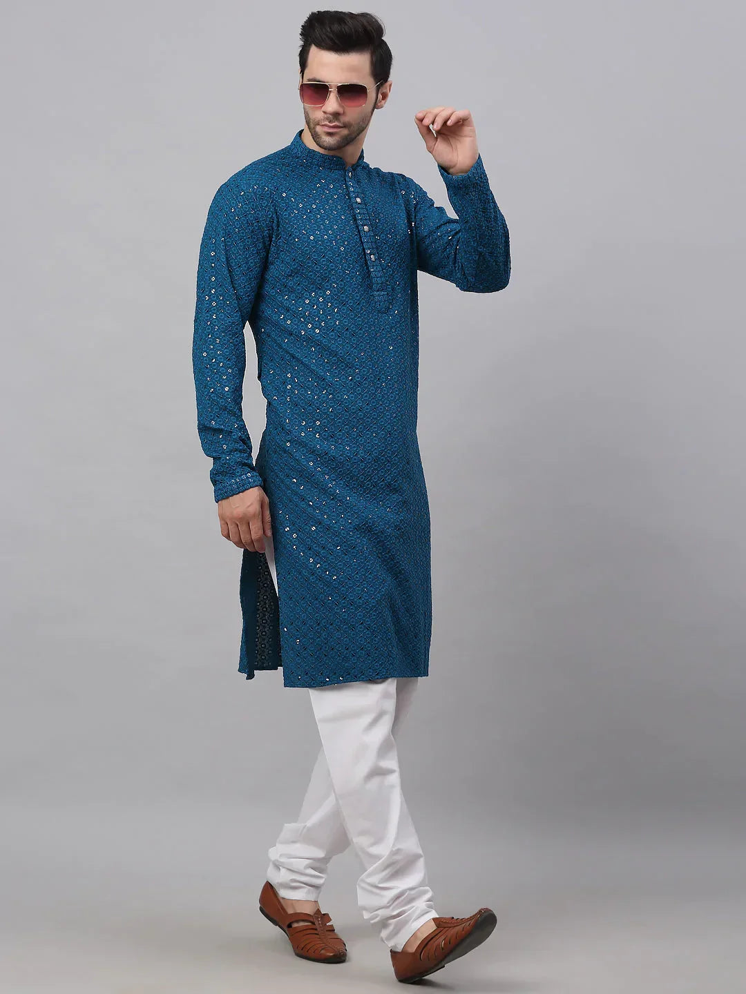 Peacock Cotton Embroidered Indian Wear for Men | DesiQlo India