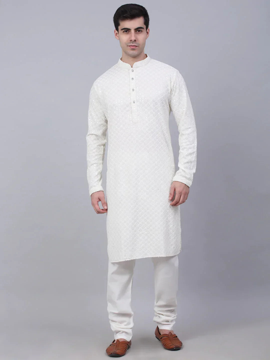 White Cotton Embroidered Indian Wear for Men | DesiQlo India