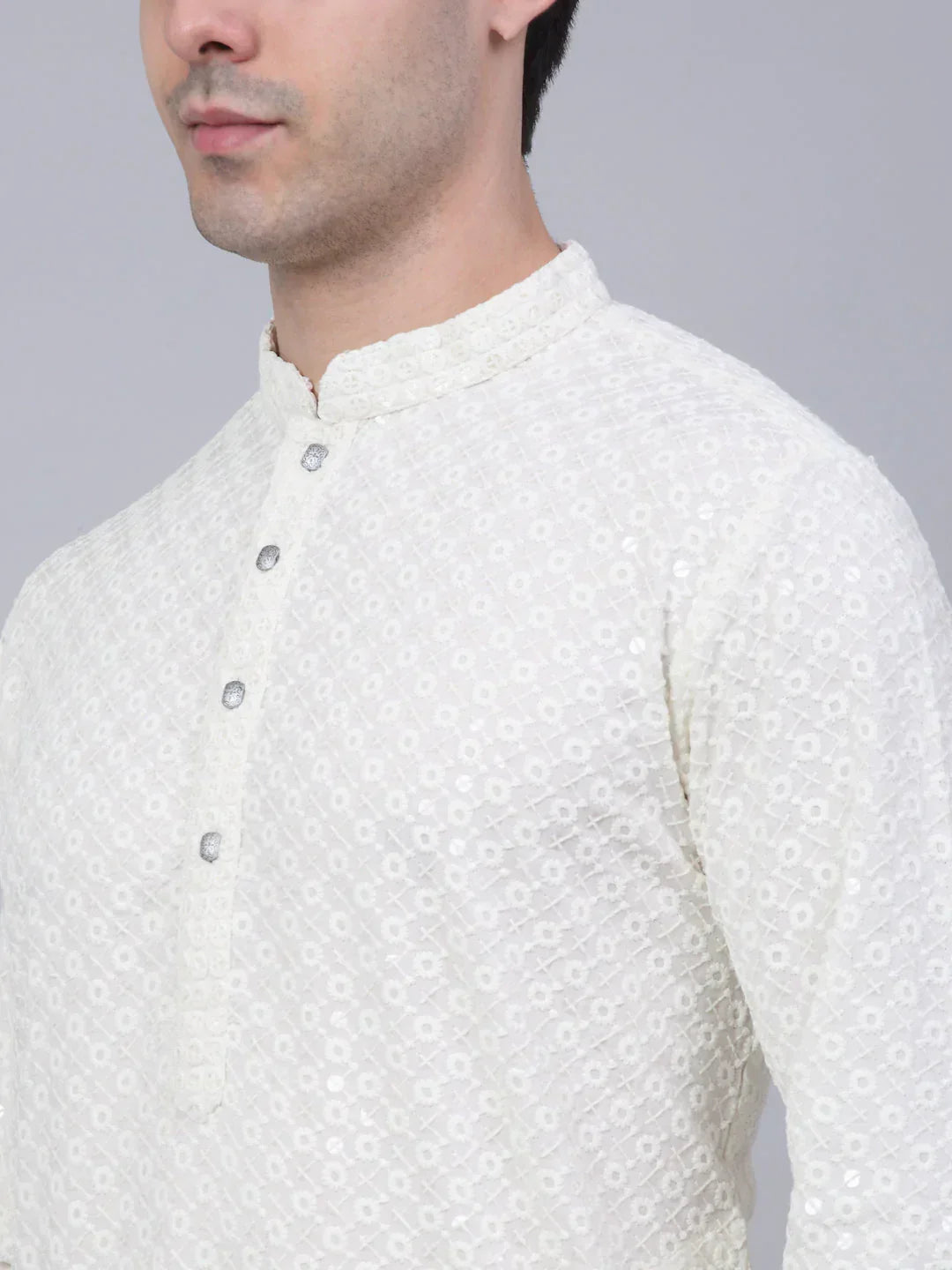 White Cotton Embroidered Indian Wear for Men | DesiQlo India