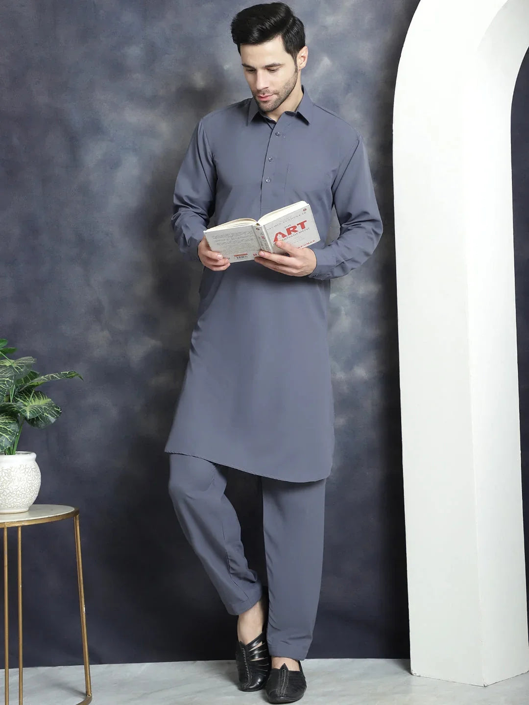 Grey Cotton Solid Indian Wear JOKP_696Grey | DesiQlo