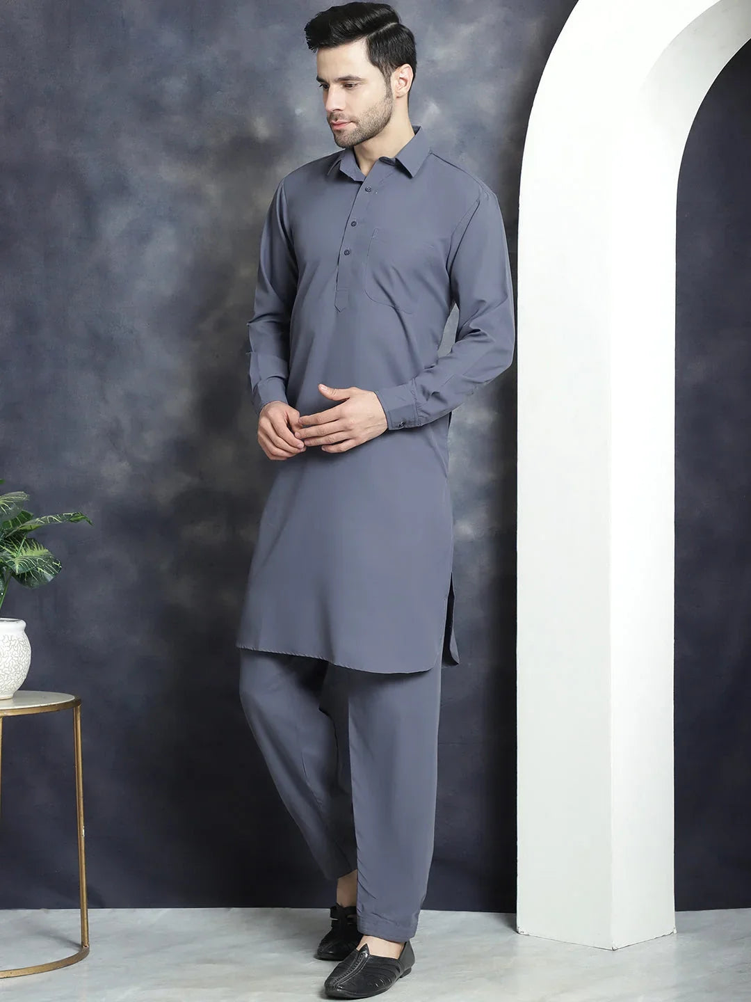 Grey Cotton Solid Indian Wear JOKP_696Grey | DesiQlo