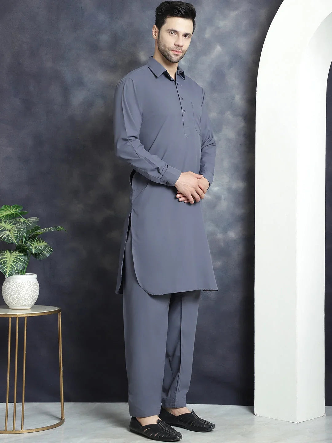 Grey Cotton Solid Indian Wear JOKP_696Grey | DesiQlo