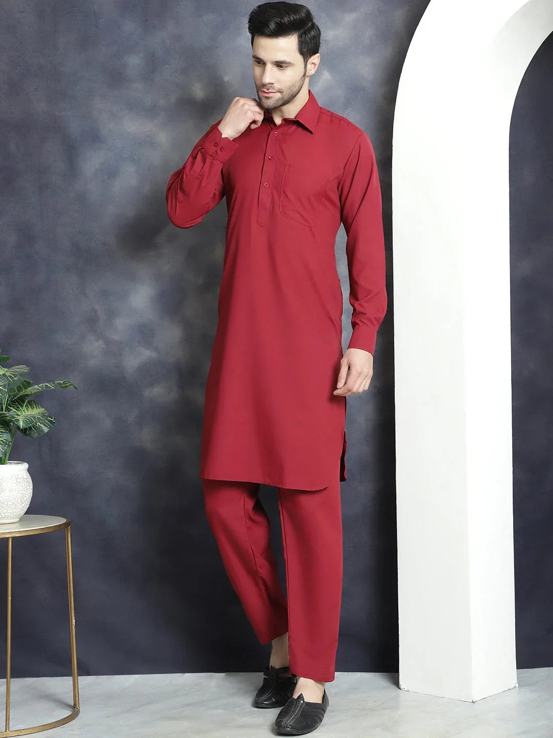 Maroon Cotton Solid Indian Wear JOKP_696Maroon | DesiQlo