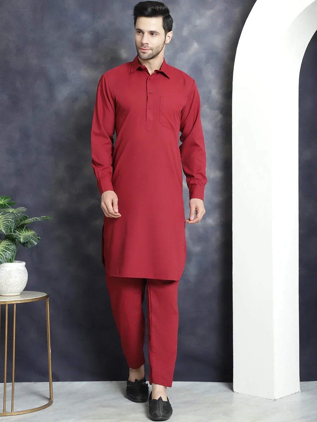 Maroon Cotton Solid Indian Wear JOKP_696Maroon | DesiQlo