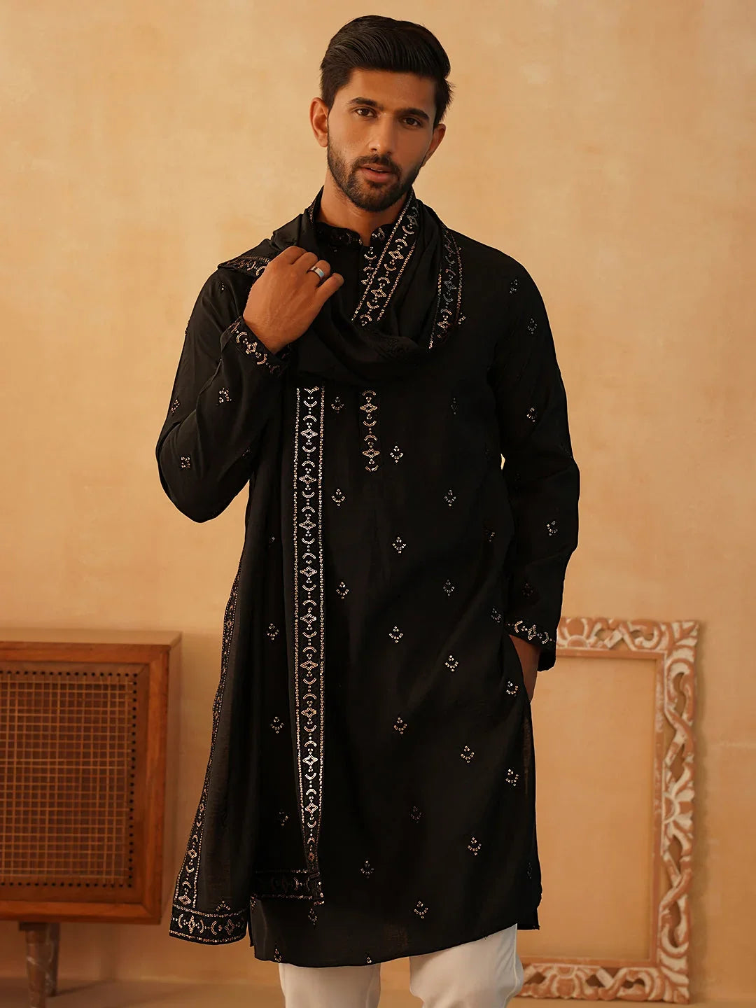 Black Silk Solid Indian Wear JOKP_D_5088Black | DesiQlo