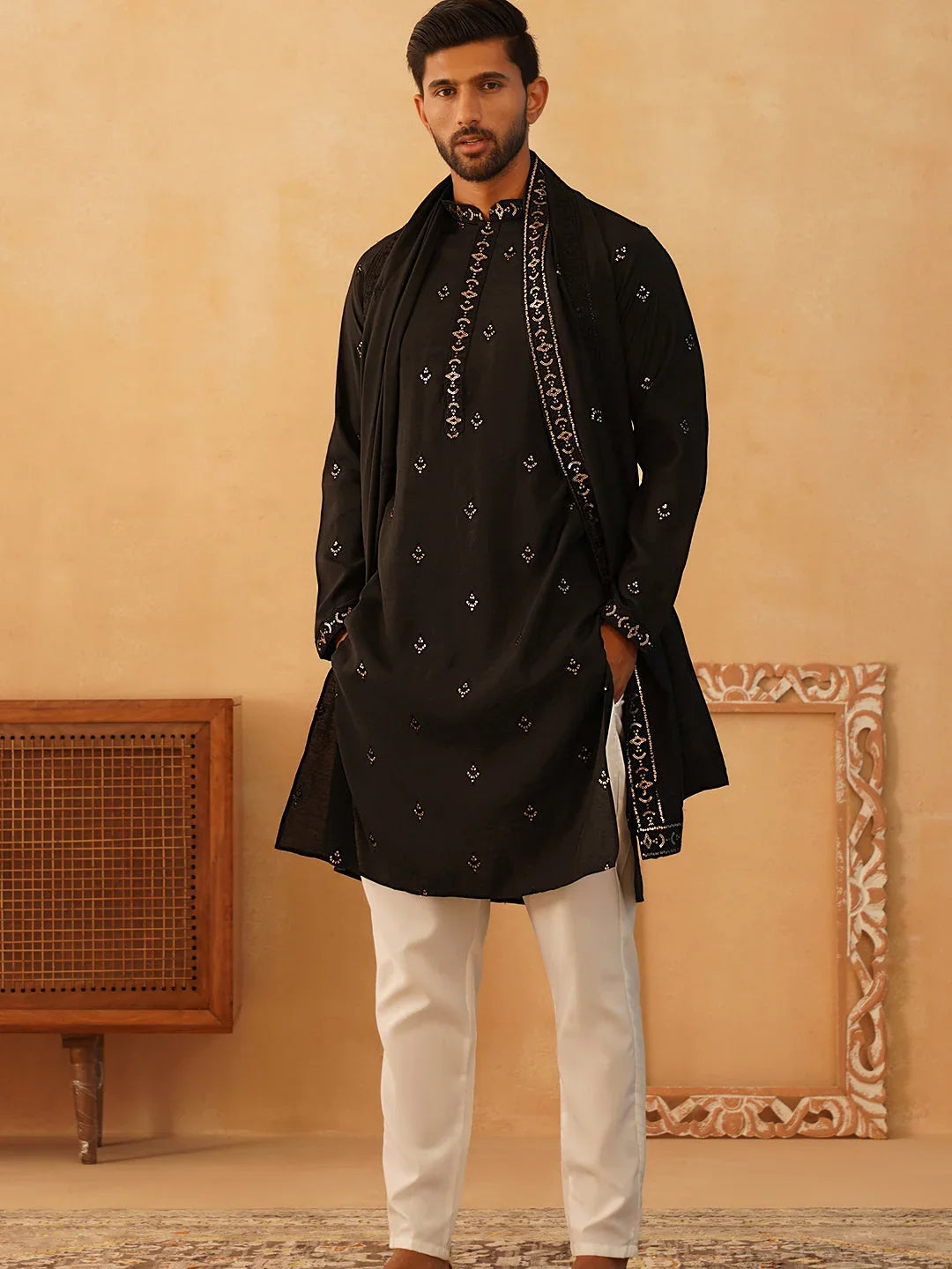 Black Silk Solid Indian Wear JOKP_D_5088Black | DesiQlo