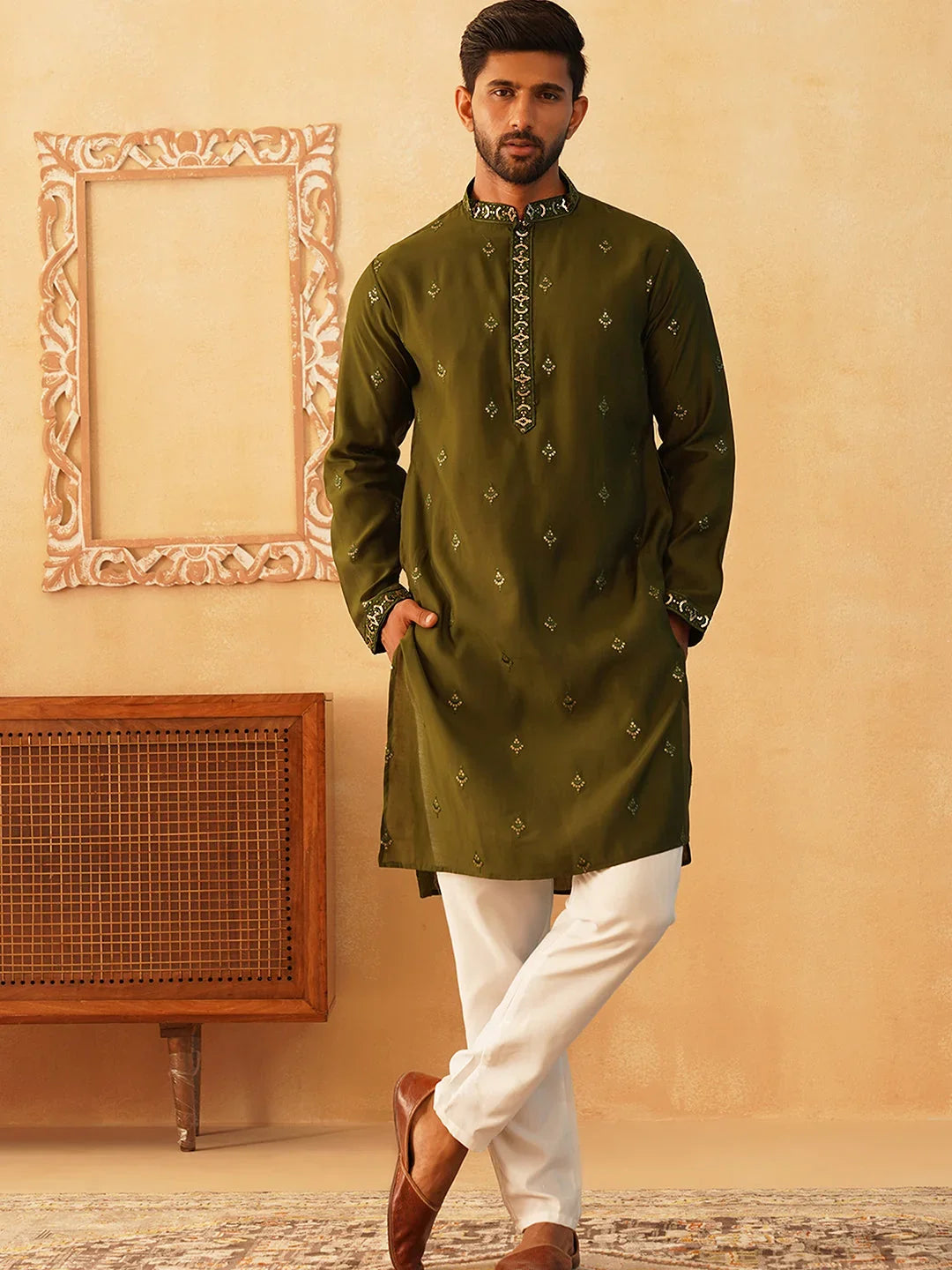 Embroidered & Sequin Kurta Pyjama With Dupatta-JOKP-DT