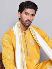 Embroidered & Sequin Kurta Pyjama With Dupatta ( JOKP D 5091Mustard ) [FF] [M16-18 & N16-18]