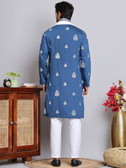 Embroidered & Sequin Kurta Pyjama With Dupatta ( JOKP D 5091Teal ) [FF] [M16-18 & N16-18]