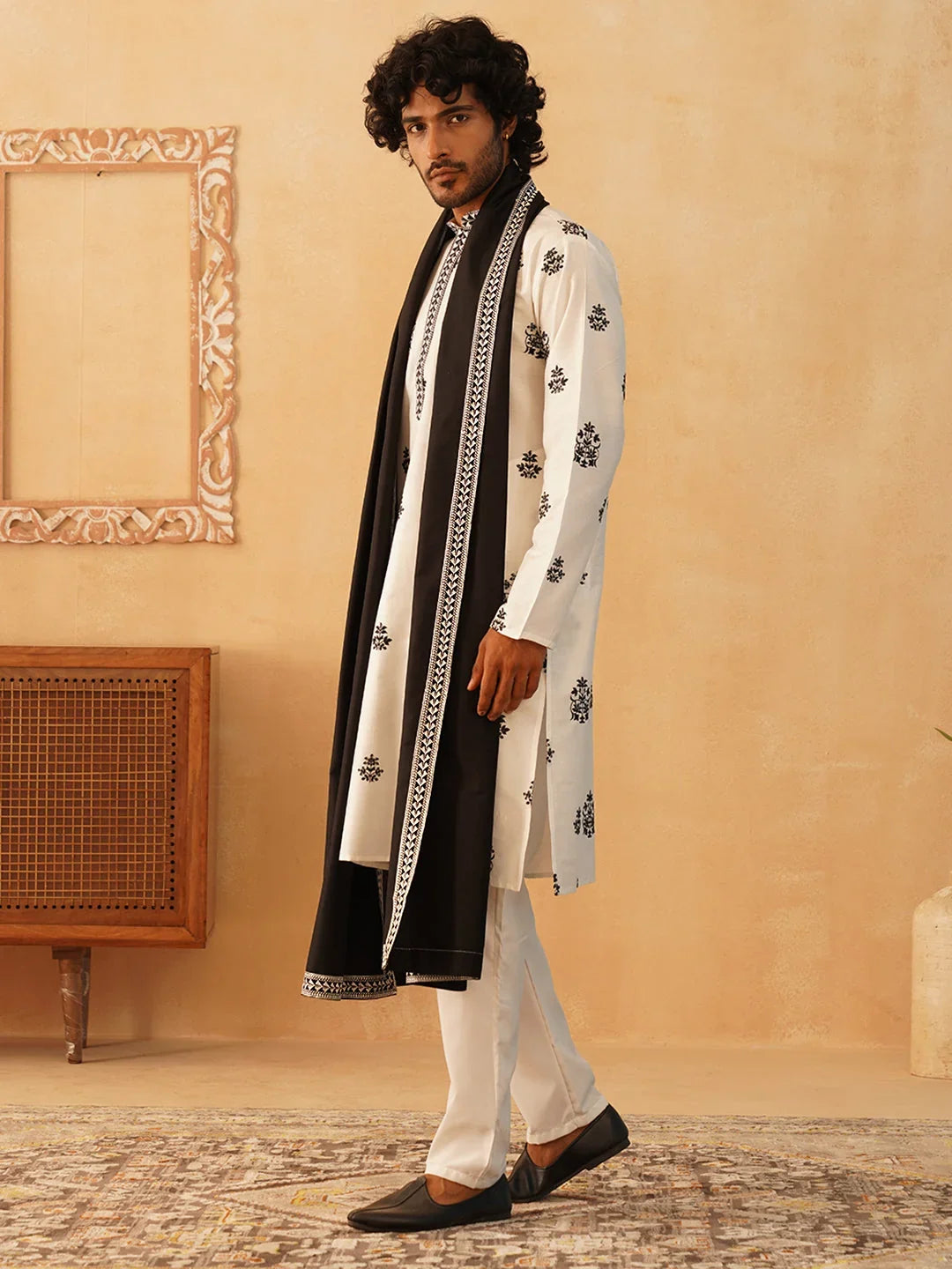 Embroidered & Sequin Kurta Pyjama With Dupatta-JOKP-D