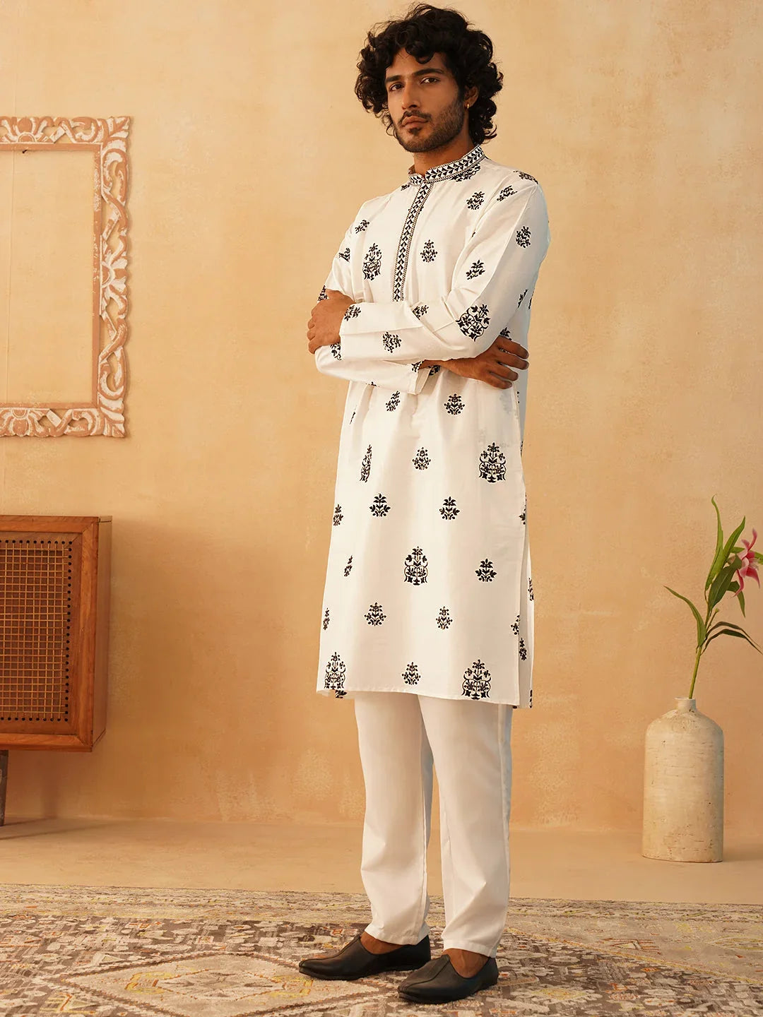 Embroidered & Sequin Kurta Pyjama With Dupatta-JOKP-D