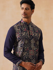 Embroidered Straight Kurta Set For Men ( JOKP PJ11-W 5174 PJ11-W 5174Navy )