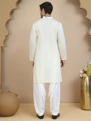 Embroidered Silk Blend Kurta with White Salwar ( JOKP SP-W 5140 White )