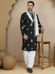Black Embroidered Kurta Salwar & Dupatta Set, ( JOKP SP-W D 5091 Black )