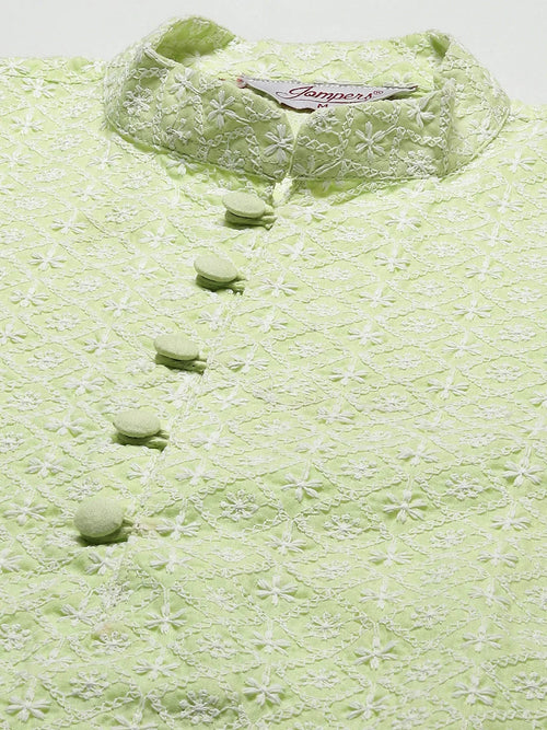 Men's Green Embroidered Kurta Payjama Sets