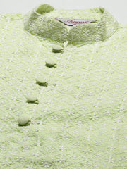 Men's Green Embroidered Kurta Payjama Sets