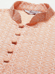 Men's Orange Embroidered Kurta Payjama Sets
