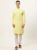Men's Yellow Embroidered Kurta Payjama Sets