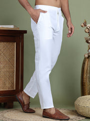 Men White Solid Pant Look Pyjama ( JOPJ 005White )
