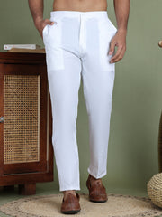 Men White Solid Pant Look Pyjama ( JOPJ 005White )